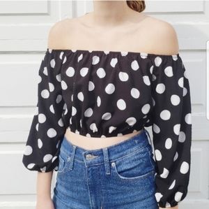 Pokadot Off the Shoulder Shirt